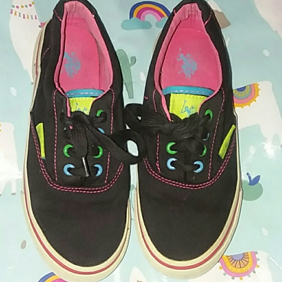 Shoes - U.S. Polo assn.Sz 6 blk, pink,blue,yellow sneakers
